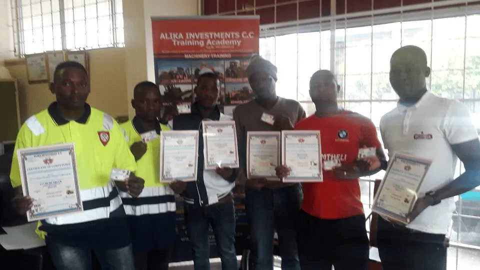 Alika students after completing the forklift training