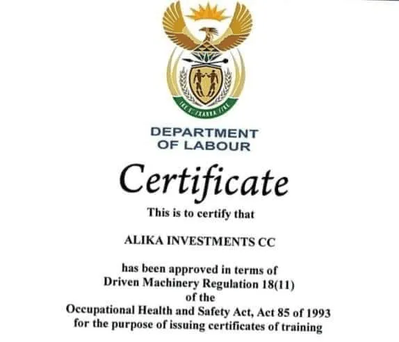 Alika Training accredited by TETA, QCTO, and Labour Department (Reg No. 688) in Boksburg, Gauteng
