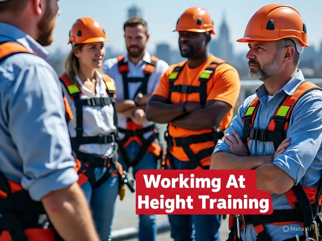 An Alika Training instructor demonstrates a fall arrest harness during a practical safety training session.